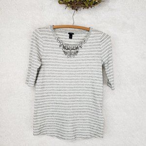 J Crew Grey Striped Shirt | Size XXS